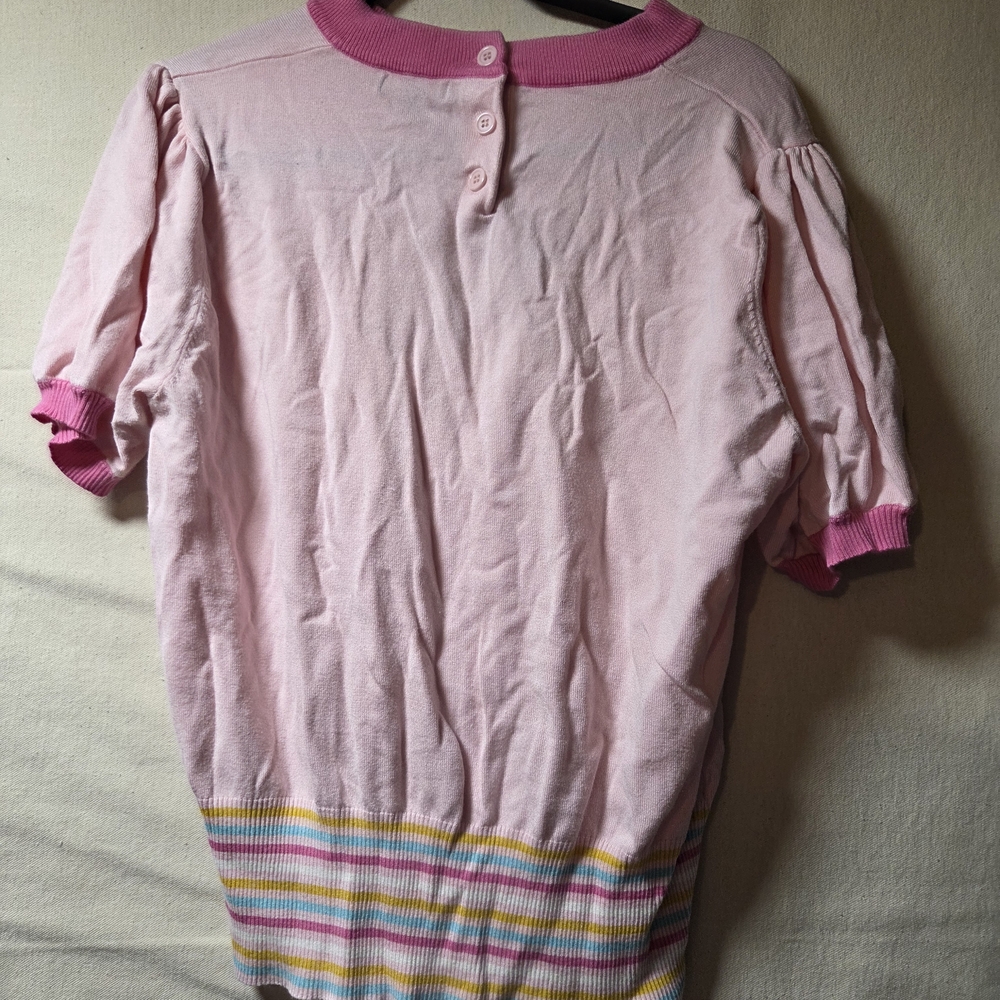 Charming Pink Blouse with Flower Accent - Picture 3 of 3